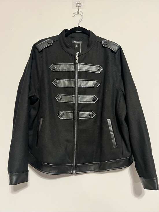 torrid Jackets & Blazers - torrid Black Military-Inspired Jacket with Faux Leather Trim | Women’s 2X